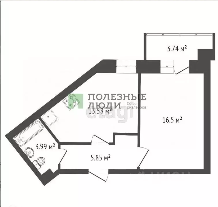 1-к кв. Красноярский край, Красноярск Норильская ул., 10А (40.2 м) - Фото 2
