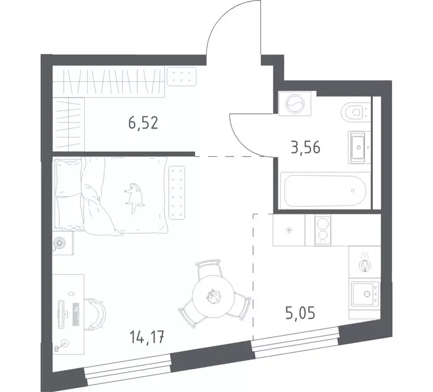 1-комнатная квартира: Уфа, улица Минигали Губайдуллина, 8к9 (29.3 м) - Фото 0