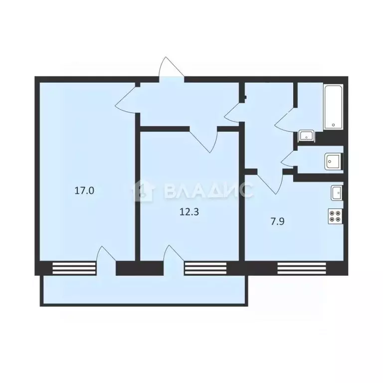2-к кв. Владимирская область, Владимир ул. Тихонравова, 10 (50.0 м) - Фото 1