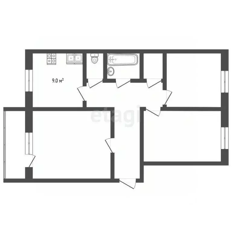 3-к кв. Кемеровская область, Киселевск Пионерская ул., 5 (63.4 м) - Фото 2