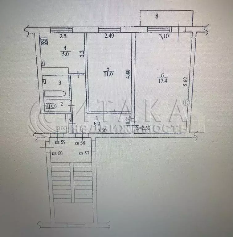 2-к. квартира, 42,9 м, 5/5 эт. - Фото 0