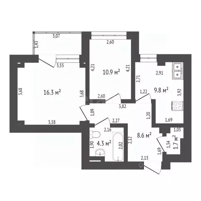 2-к кв. Севастополь ул. Комбрига Потапова, 31к2 (64.7 м) - Фото 1
