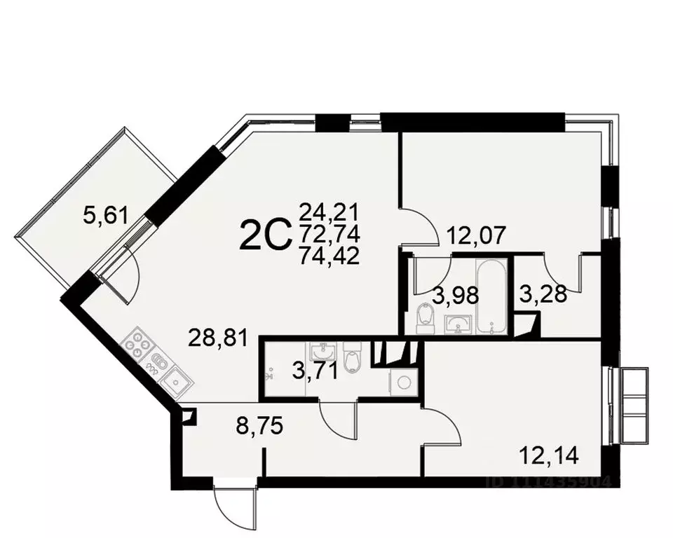 2-к кв. Тульская область, Тула Хлебная пл. (72.74 м) - Фото 0