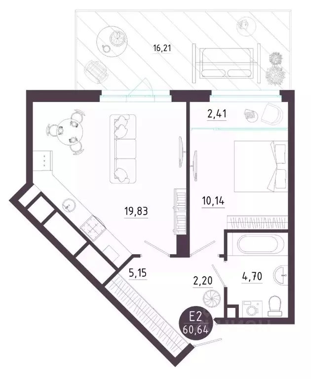 1-к кв. Рязанская область, Рязань Московское ш. (60.64 м) - Фото 0