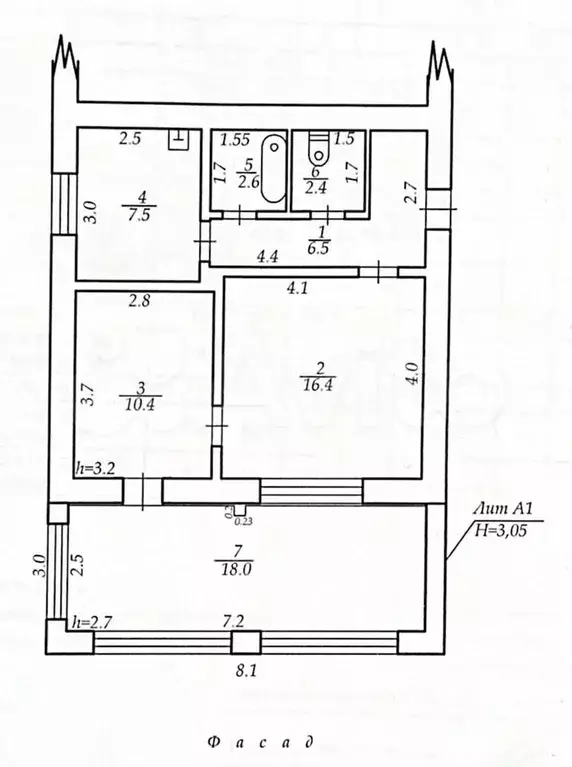 3-к. квартира, 63,8 м, 1/2 эт. - Фото 0