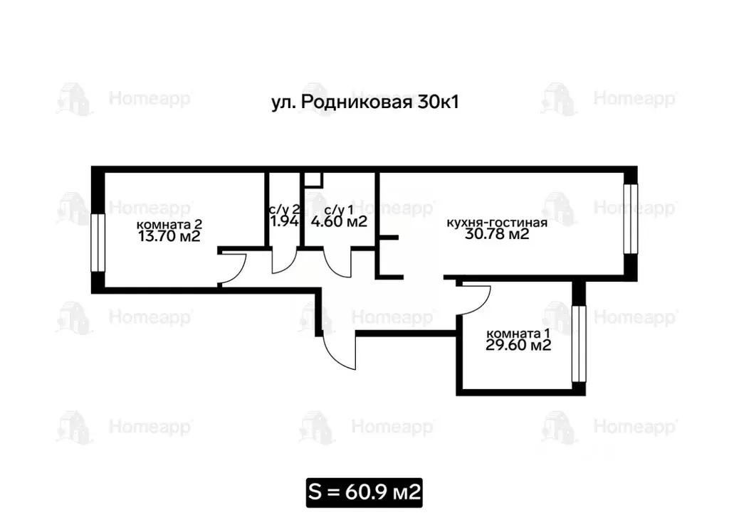 2-к кв. Москва Родниковая ул., 30к1 (60.9 м) - Фото 1