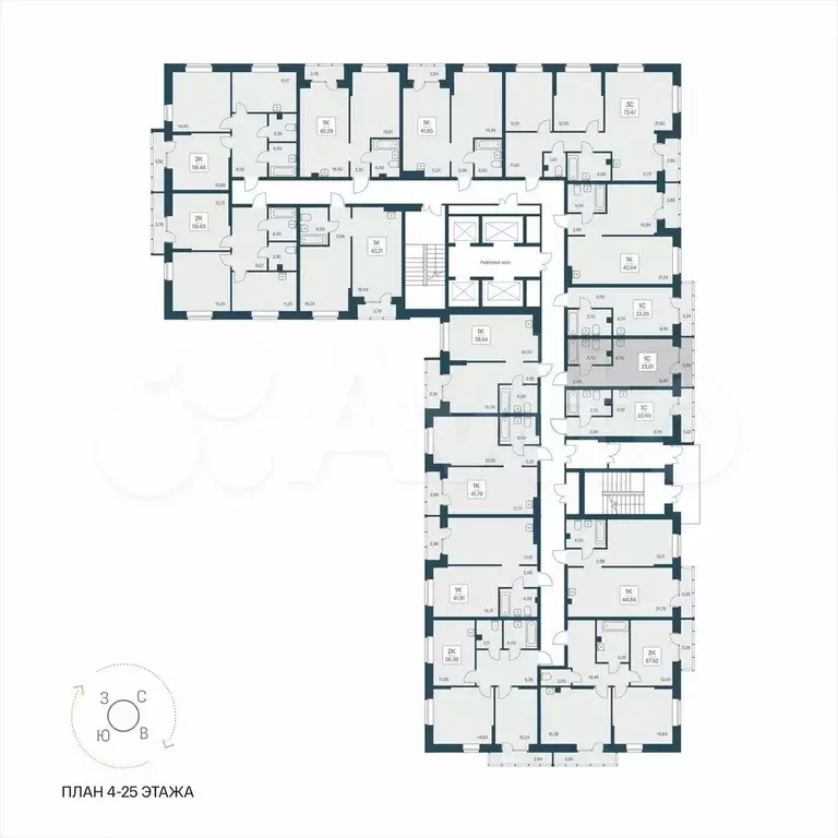 Квартира-студия, 23 м, 18/25 эт. - Фото 1