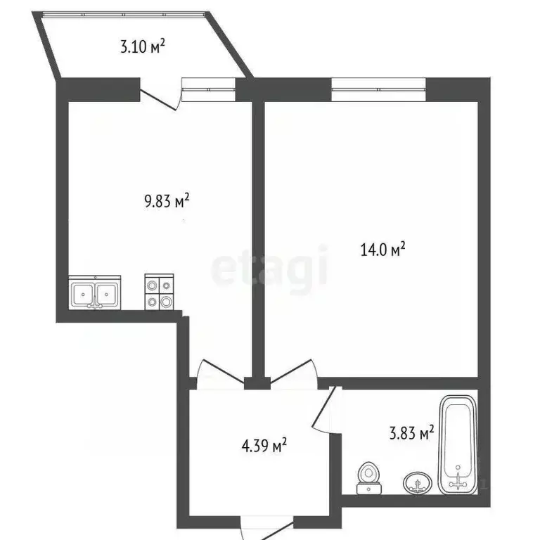 1-к кв. Ростовская область, Батайск ул. Воровского, 69 (32.0 м) - Фото 1