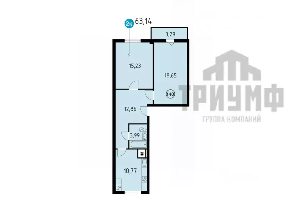 2-к кв. Нижегородская область, Кстово ул. Сутырина, 9 (63.14 м) - Фото 1