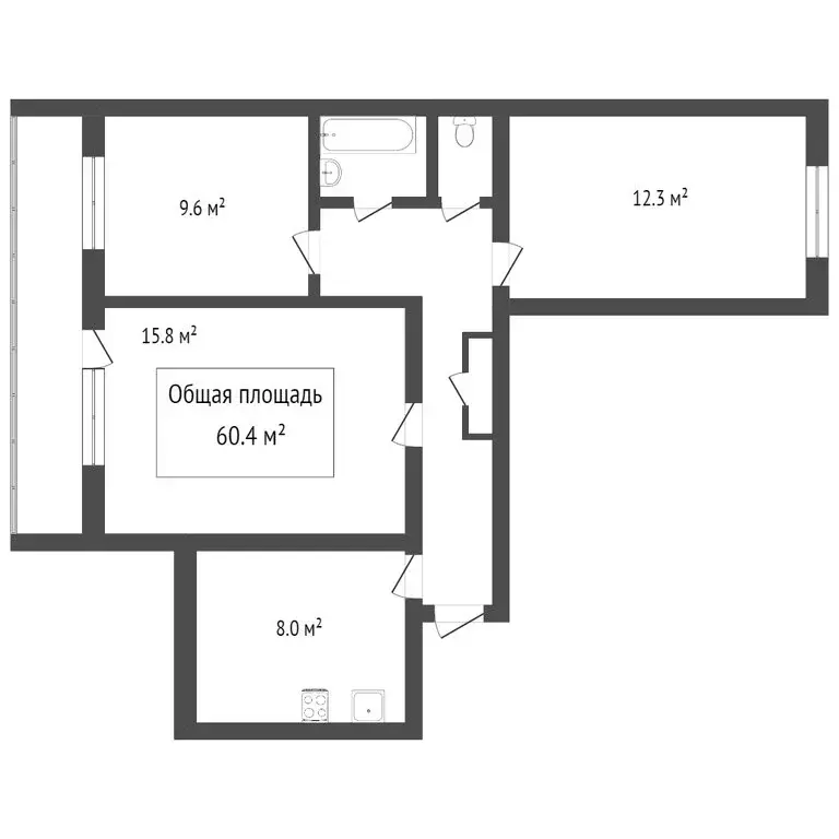 3-комнатная квартира: Томск, Тверская улица, 81 (106.6 м) - Фото 1