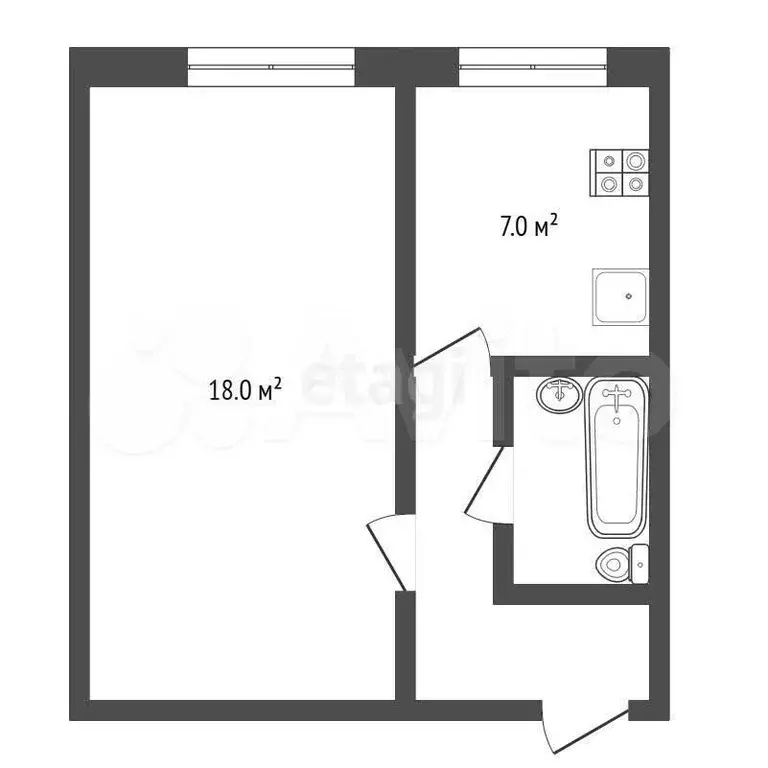 1-к. квартира, 30 м, 1/4 эт. - Фото 0