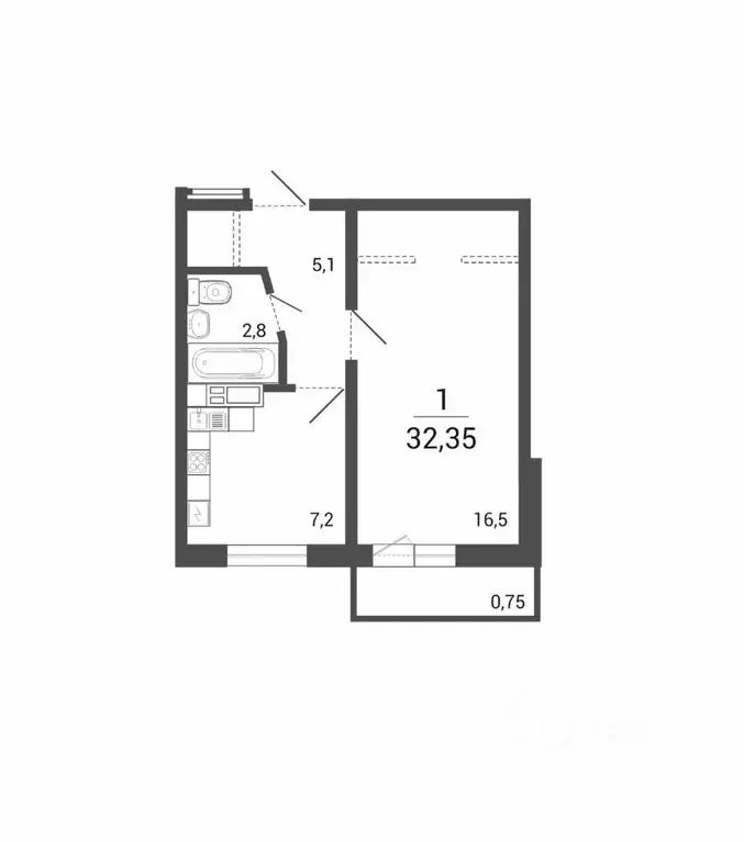 1-к кв. Курганская область, Курган Заозерный жилрайон, 16-й мкр,  ... - Фото 1