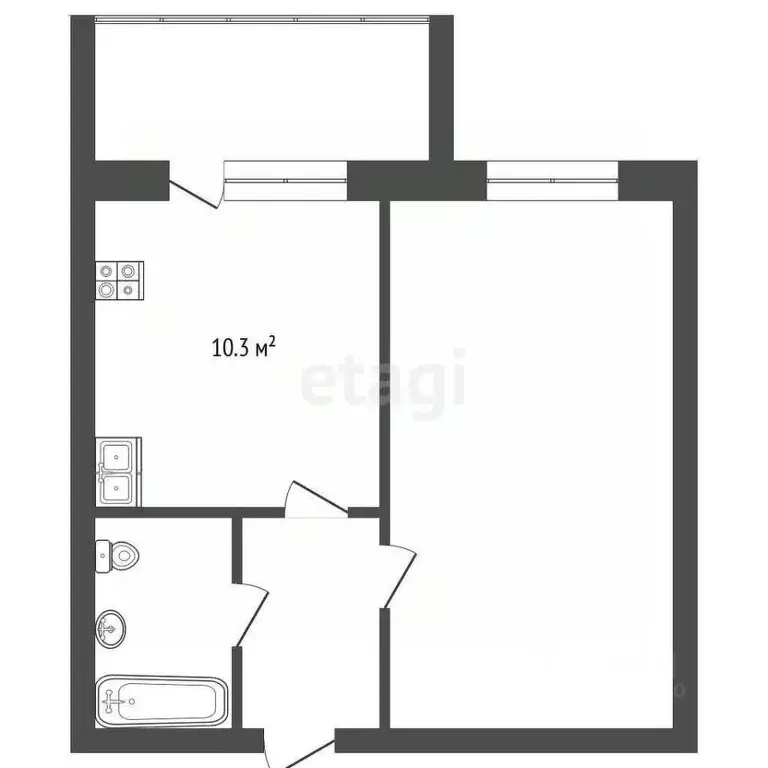 1-к кв. Тюменская область, с. Ярково ул. Дзержинского, 38 (35.5 м) - Фото 0