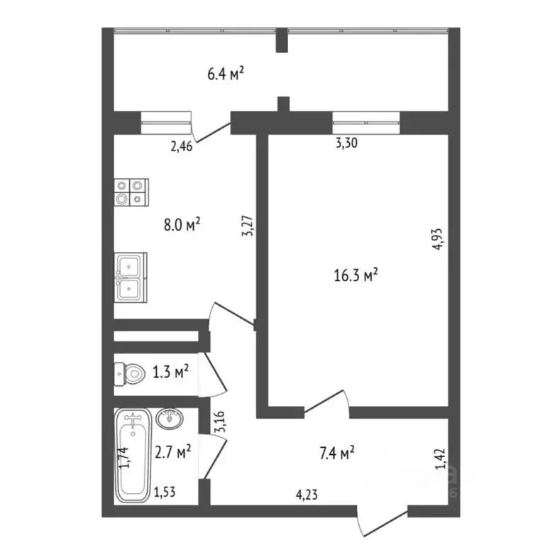 1-к кв. Тюменская область, Тюмень ул. Алексея Леонова, 30 (35.5 м) - Фото 1