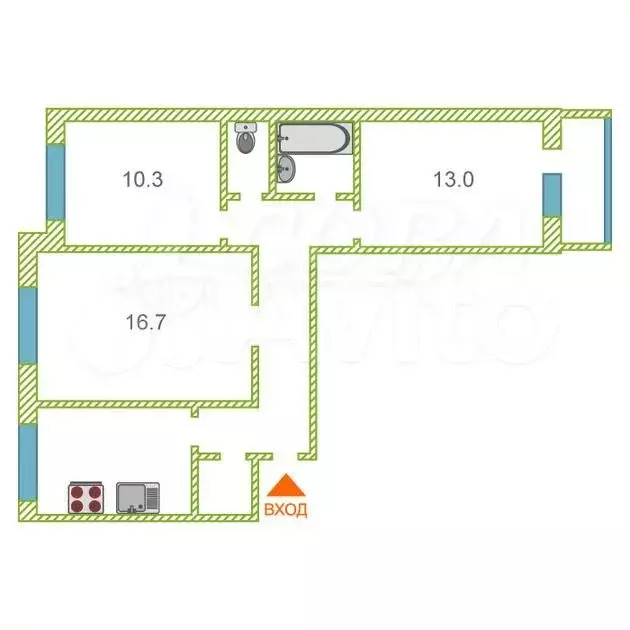 3-к. квартира, 65 м, 8/9 эт. - Фото 0