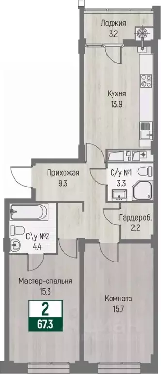 2-к кв. Ставропольский край, Ставрополь №31 мкр, Дубровский жилой ... - Фото 1
