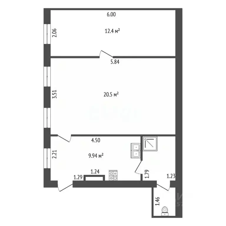 2-к кв. Санкт-Петербург 3-я Васильевского острова линия, 44 (46.7 м) - Фото 2