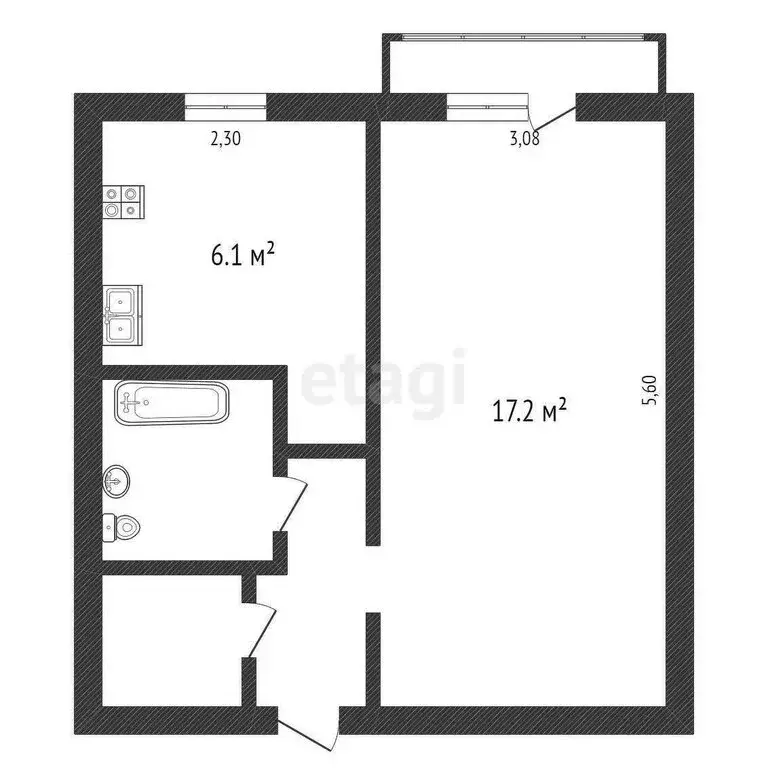 Дом в село Шушнур, улица Борисова (39.5 м) - Фото 1