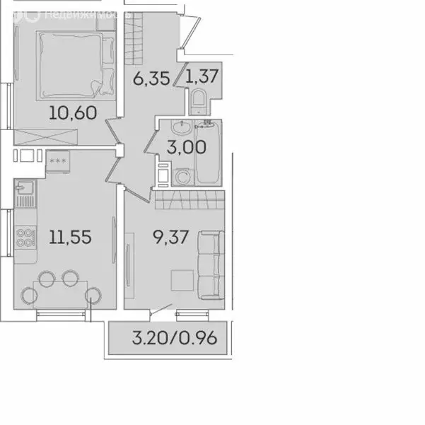 2-комнатная квартира: Мурино, Графская улица, 6к3 (42.24 м) - Фото 0