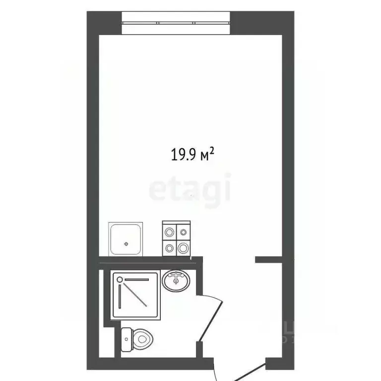 Студия Тюменская область, Тюмень Полевая ул., 117к4 (19.9 м) - Фото 2