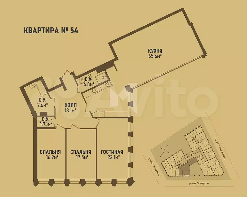 4-к. квартира, 154,8 м, 6/7 эт. - Фото 0