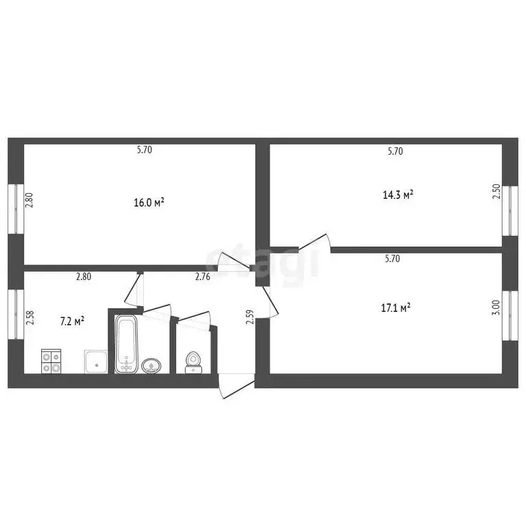 3-комнатная квартира: Тюмень, Станционная улица, 38А (61.4 м) - Фото 1