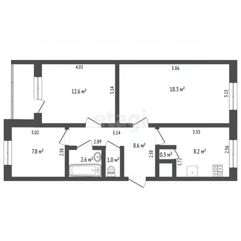 3-к кв. Архангельская область, Коряжма Советская ул., 7 (59.3 м) - Фото 1