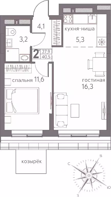 2-к кв. Пермский край, Пермь ул. Серебристая, 3А (40.5 м) - Фото 0