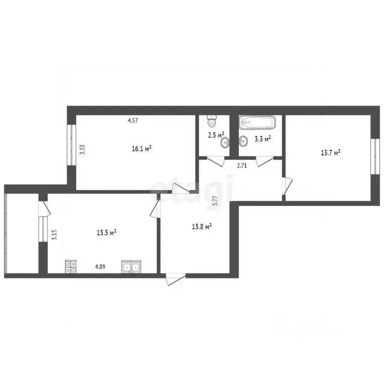 2-к кв. Калужская область, Калуга ул. Кубяка, 11А (66.9 м) - Фото 2