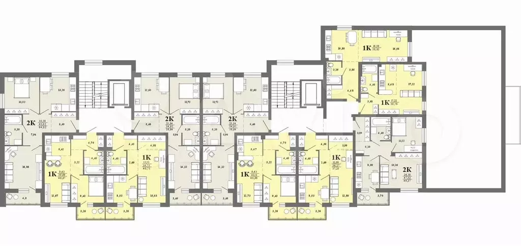 2-к. квартира, 49,4 м, 2/8 эт. - Фото 1