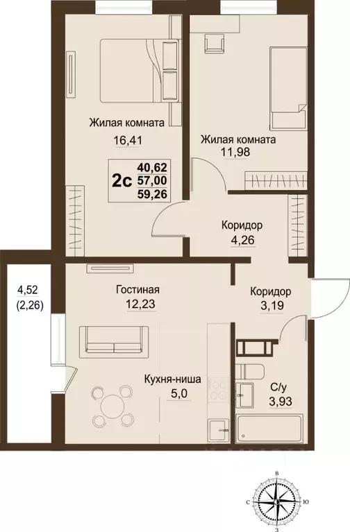 3-к кв. Челябинская область, Челябинский городской округ, пос. ... - Фото 0