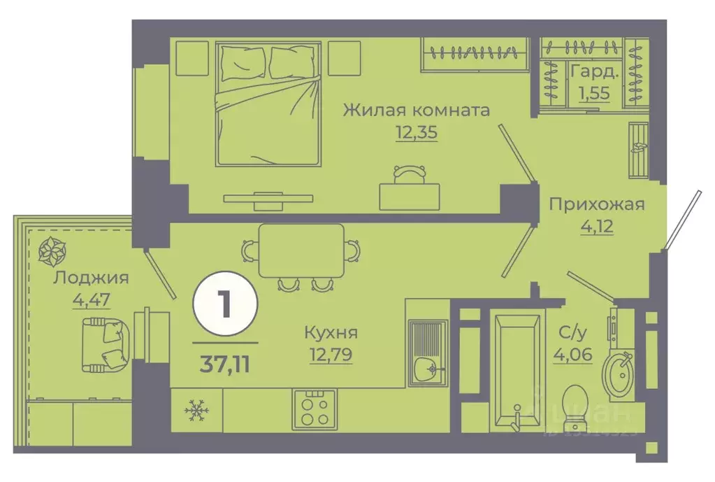 1-к кв. Ростовская область, Ростов-на-Дону Левенцовский мкр, ... - Фото 1