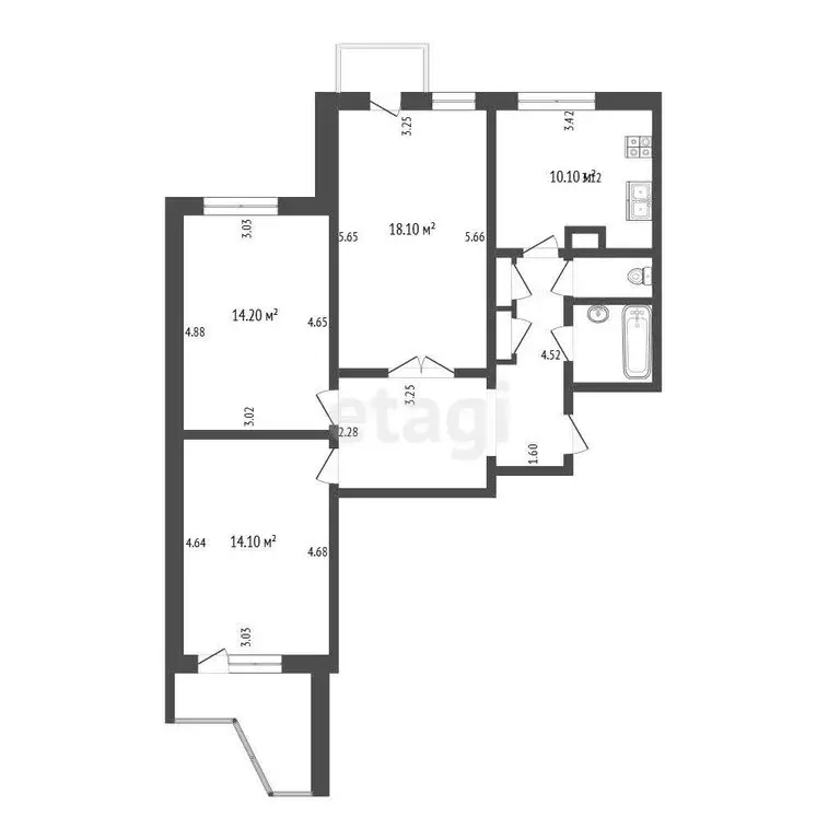 3-комнатная квартира: Москва, улица Барышиха, 50 (75 м) - Фото 1
