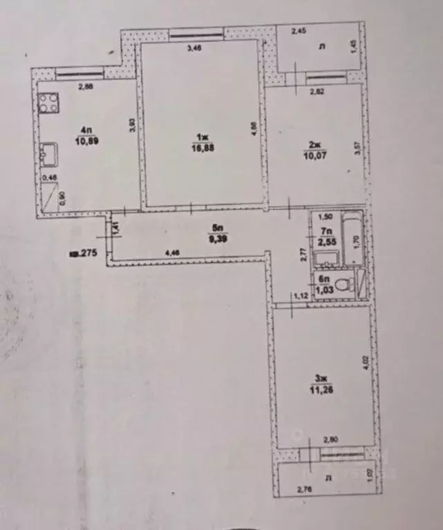 3-к кв. Ульяновская область, Ульяновск Фестивальный бул., 22 (62.1 м) - Фото 2