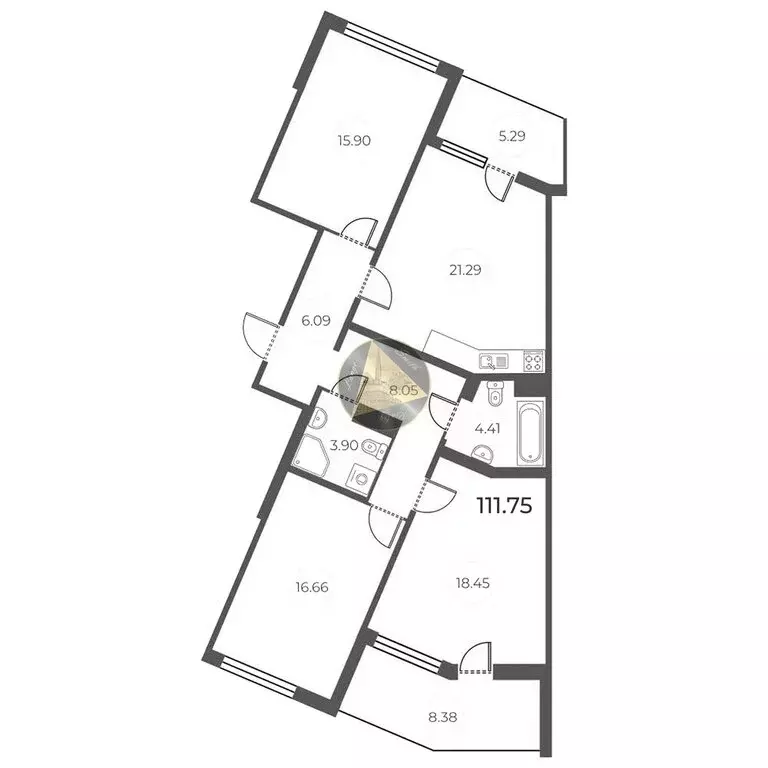 3-комнатная квартира: Санкт-Петербург, Суздальское шоссе, 8 (111.75 м) - Фото 1