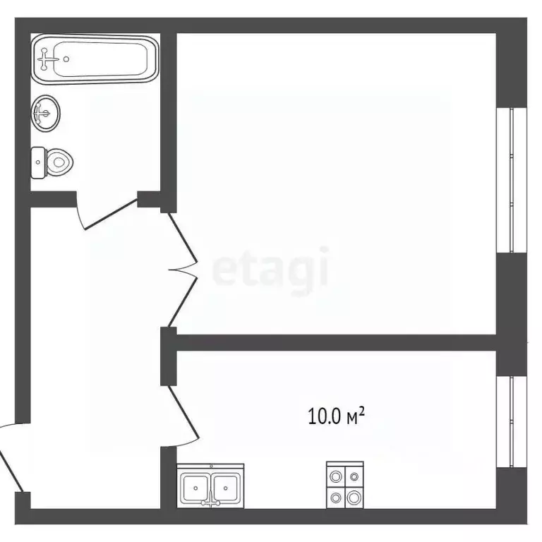 1-к кв. Ханты-Мансийский АО, Ханты-Мансийск Югорская ул., 1 (39.4 м) - Фото 1