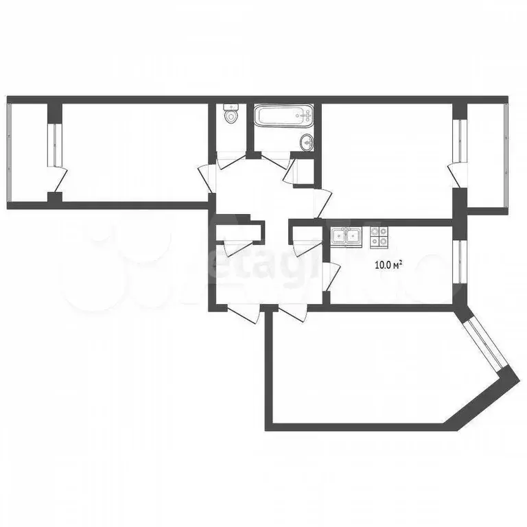 3-к. квартира, 62,6 м, 6/9 эт. - Фото 0