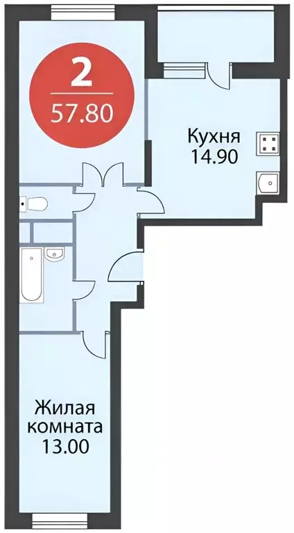 2-к кв. Московская область, Котельники Новые Котельники мкр, 6 (59.0 ... - Фото 2