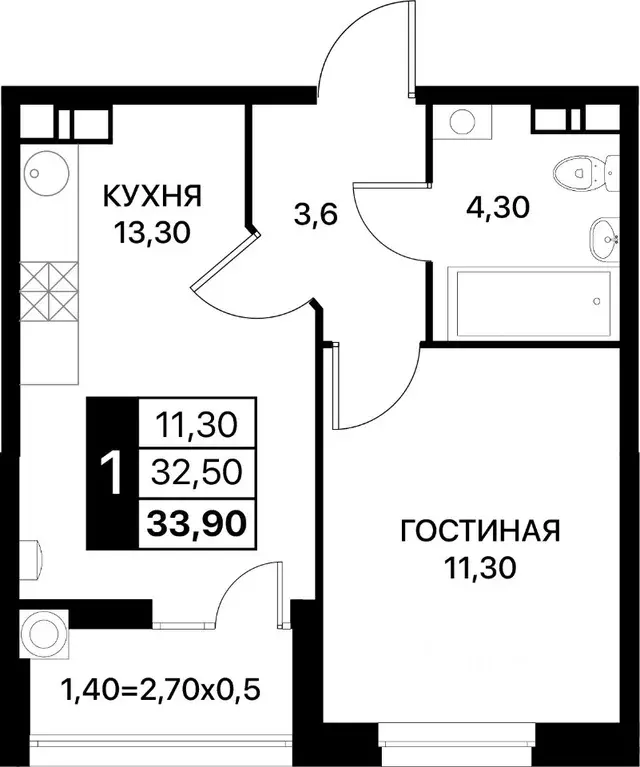 1-к кв. Ростовская область, Ростов-на-Дону ул. Вересаева, 94 (33.9 м) - Фото 0