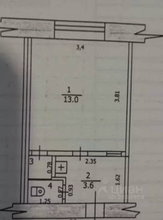 1-к кв. Татарстан, Казань ул. Гудованцева, 45 (18.2 м) - Фото 2