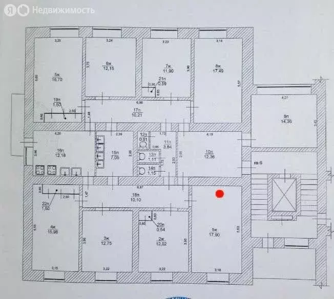 1к в -комнатной квартире ( м) - Фото 1