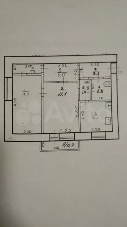 2-к. квартира, 41,6 м, 4/4 эт. - Фото 0