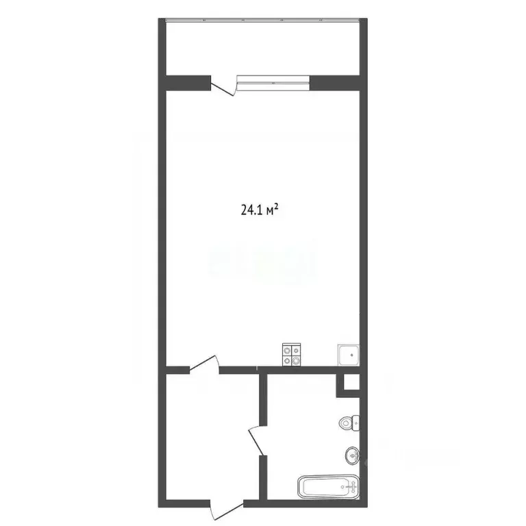 Студия Ханты-Мансийский АО, Сургут Университетская ул., 31 (24.1 м) - Фото 1