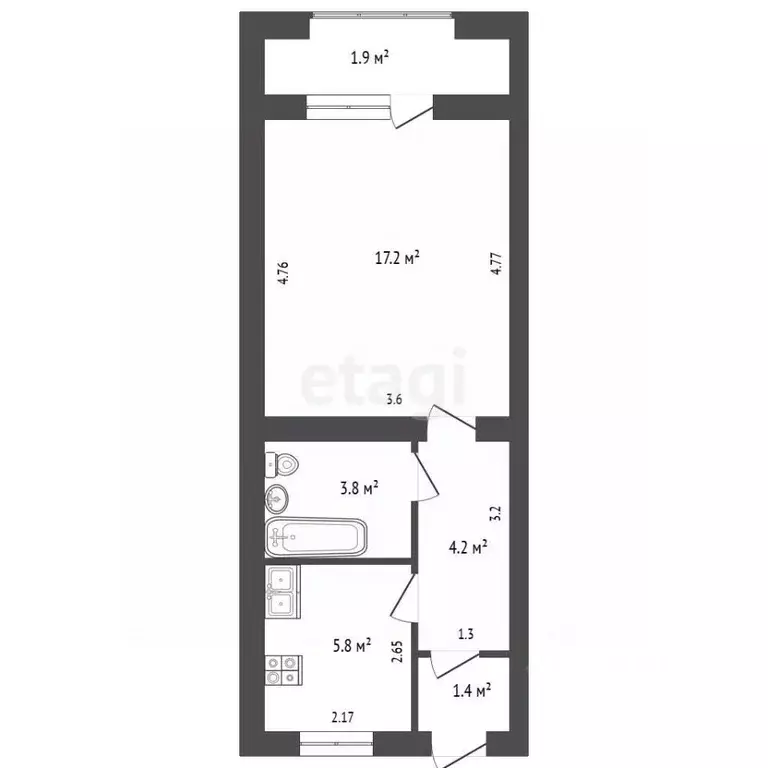 1-к кв. Крым, Феодосия ул. Володарского, 15А (32.4 м) - Фото 2