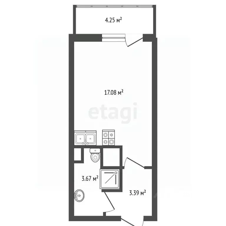 Студия Санкт-Петербург просп. Ветеранов, 169к2 (24.14 м) - Фото 2