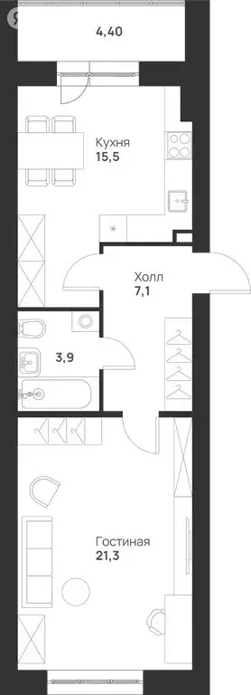 1-комнатная квартира: Тула, улица Героев России, 2 (52.2 м) - Фото 1