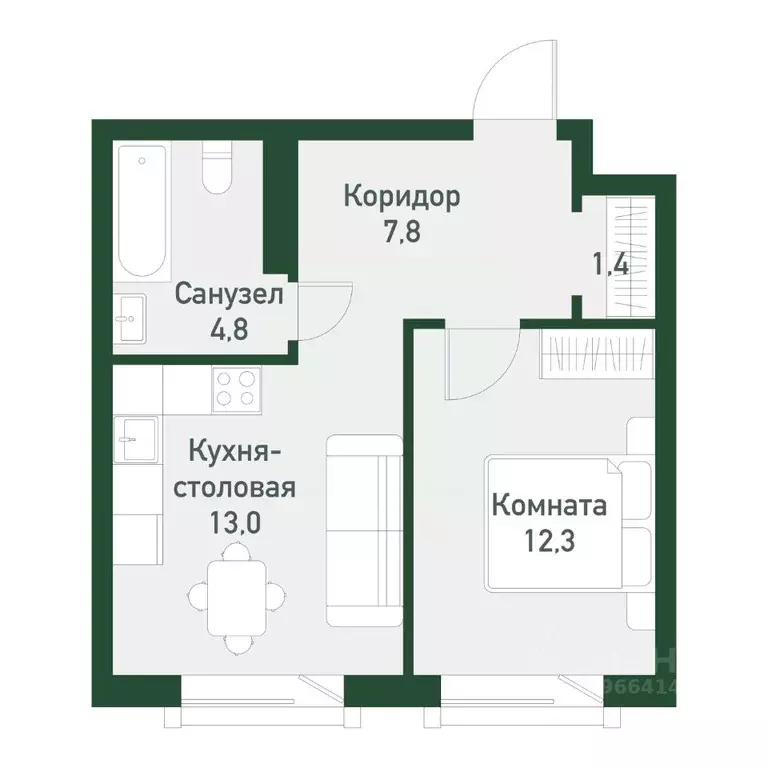 1-к кв. Челябинская область, Челябинский городской округ, пос. ... - Фото 0