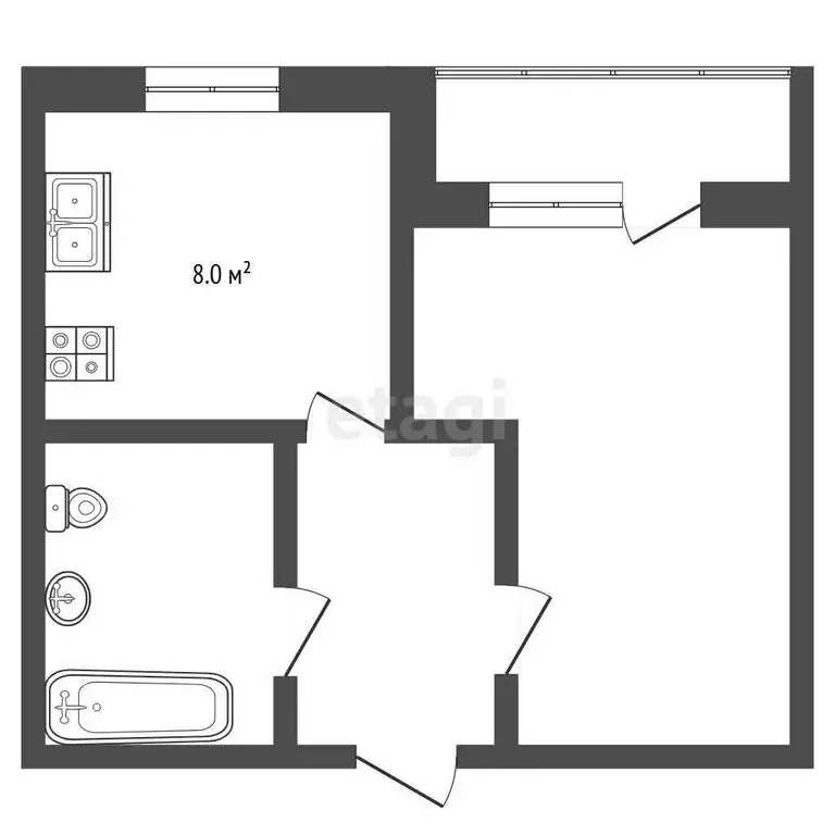 1-комнатная квартира: посёлок Щедрино, Каштановая улица, 25 (26.7 м) - Фото 0