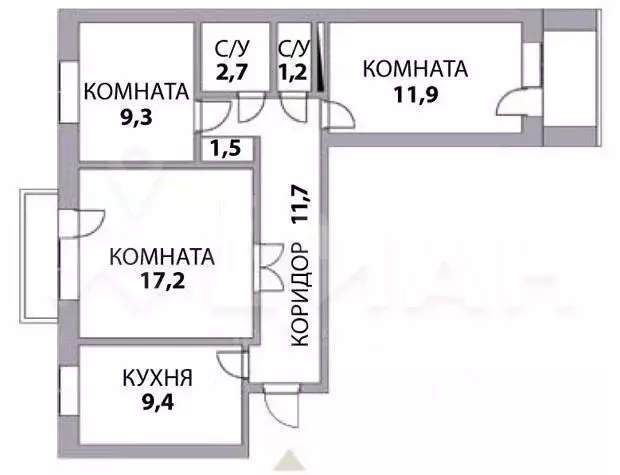 3-к кв. Татарстан, Казань ул. Зур Урам, 1Кк4 (71.0 м) - Фото 2