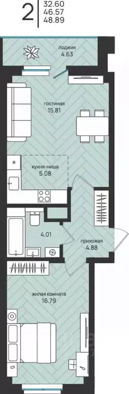 2-к кв. Архангельская область, Архангельск Московский просп. (48.89 м) - Фото 0